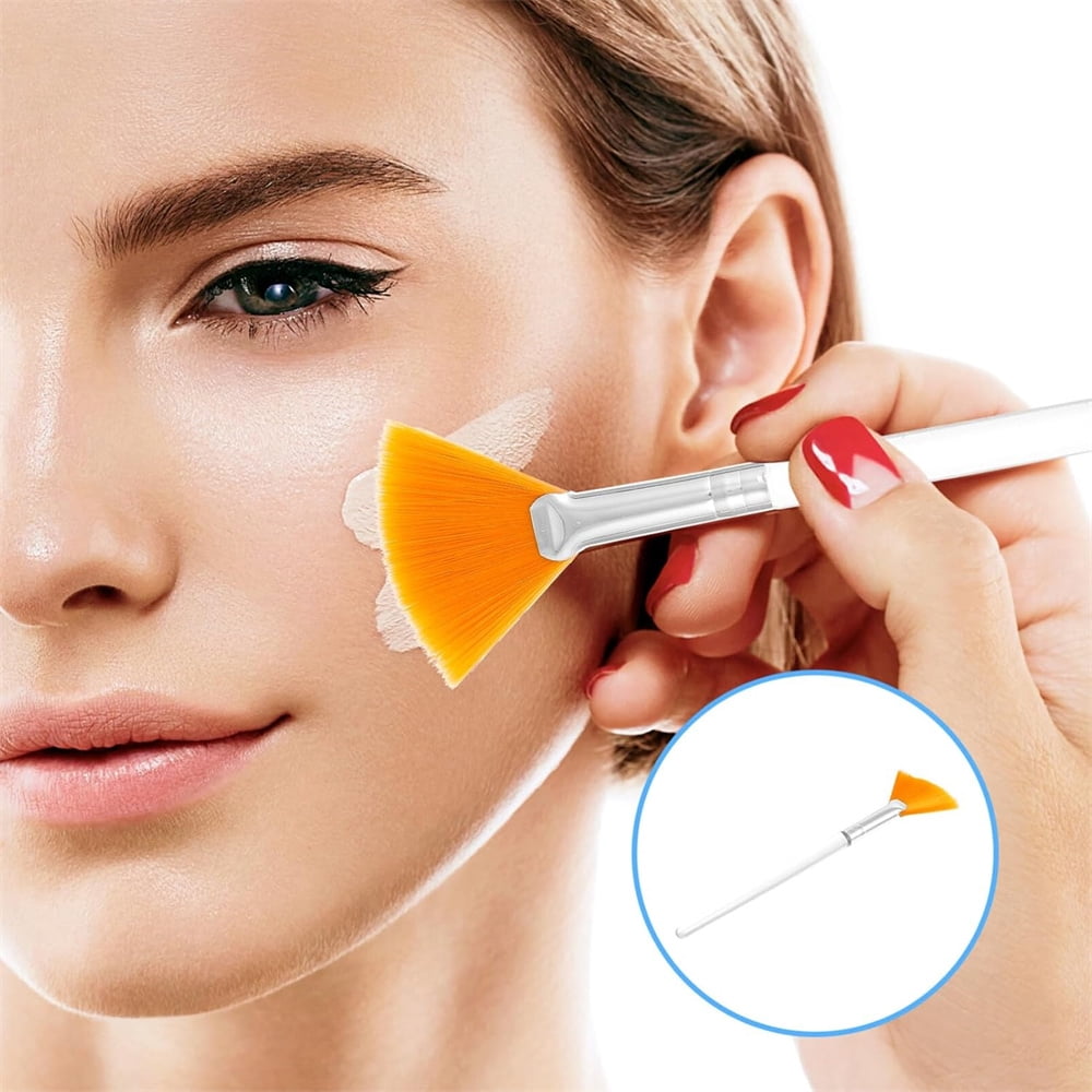 6 Pack Facial Applicator Brush,Fan Brushes with White Handle,Slim Soft Mask Brushes,Esthetician Acid Applicator Brush... - Image 5