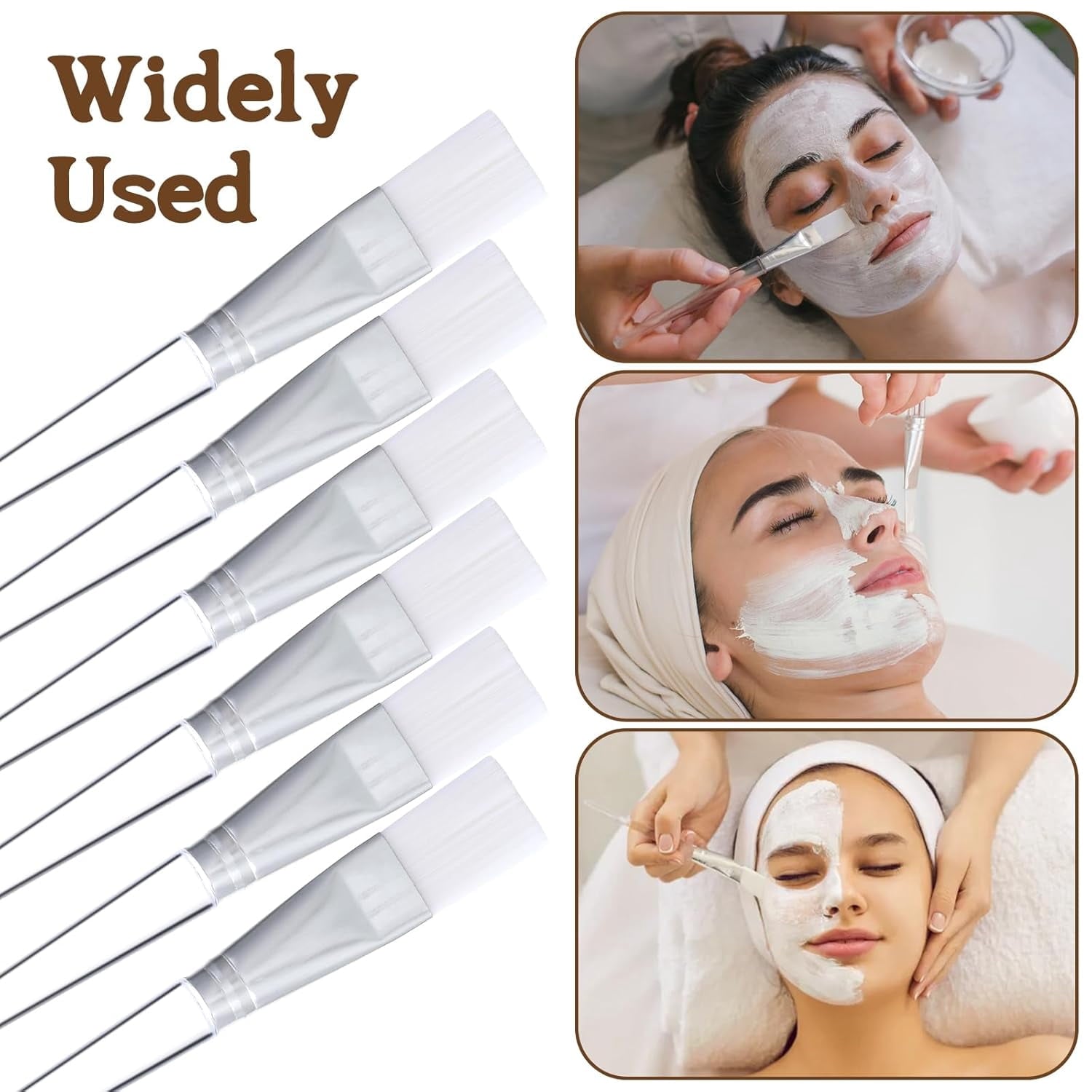 16-Pack Facial Mask Brush Makeup Fan Brushes, Soft Face Mask Brush Applicator with Plastic Handle, Nylon Masks Brushe... - Image 4