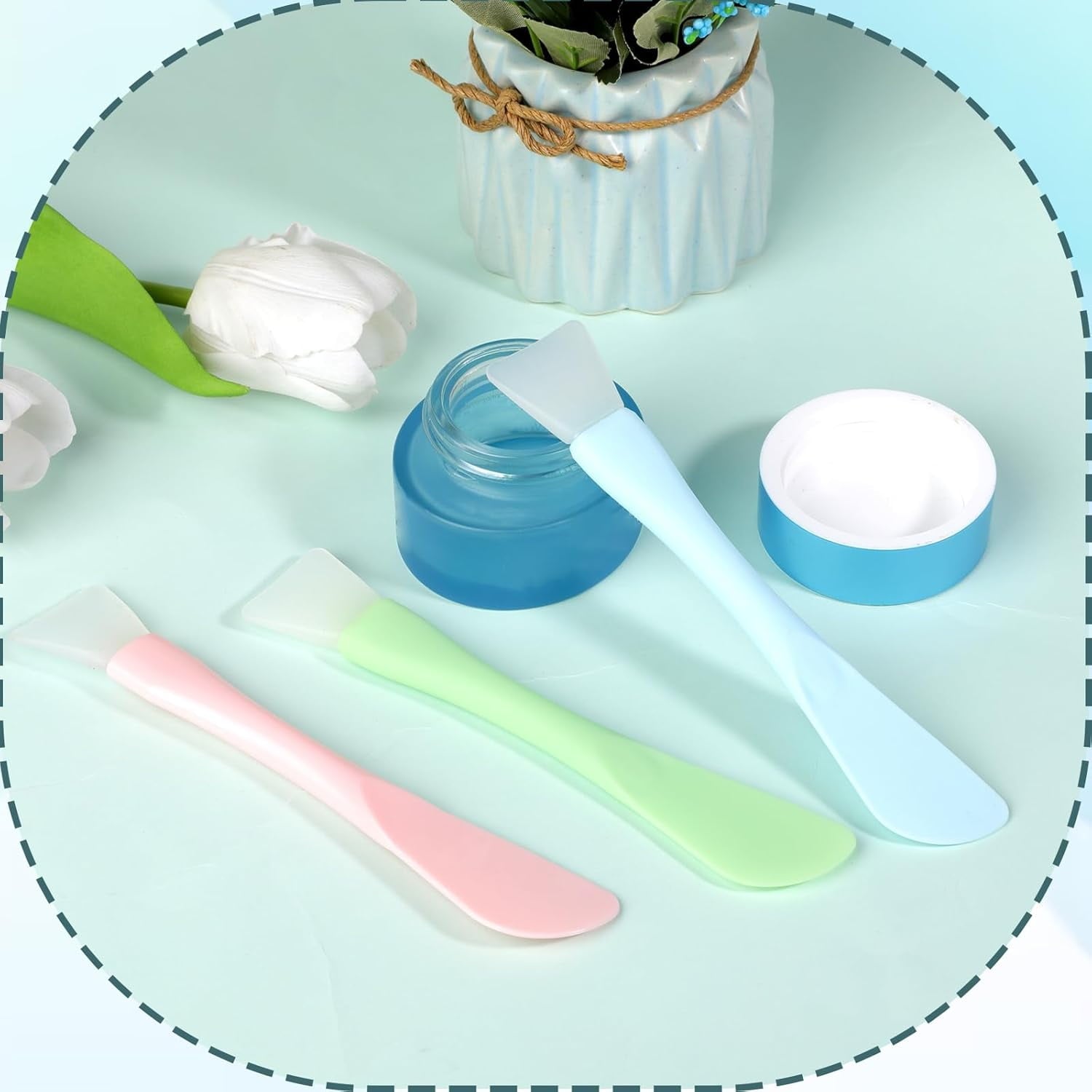 4 Pcs Face Mask Brush, Mask Applicator Tools, Beauty Spatula Soft Silicone Double Head Facial Makeup Brush for Facial Mud, Clay, Apply Cream - Image 2