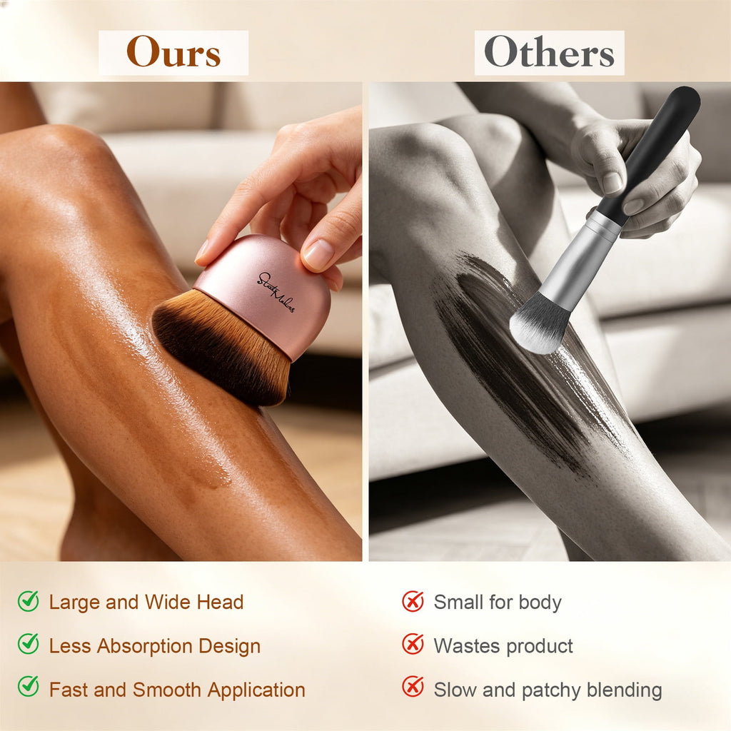 H HEYMKGO Tanning Brush DUAIU Makeup Brushes Kabuki Self-tanning Brush for Liquid, Cream and Powder Face Makeup for Body & Leg Makeup (Rose - Image 4