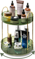 360 Rotating Makeup Organizer for Vanity,2 Tier Large Capacity Skincare Organizers,Bathroom Counter Organizer, Spinning Perfume Organizer &