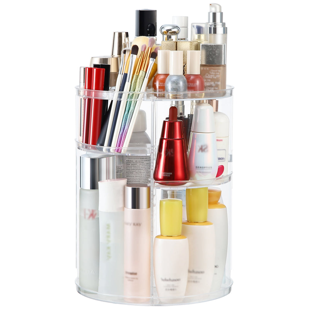 360 Rotating Makeup Organizer and Storage, COOLBEAR Spinning Cosmetic Organizer with 6 Adjustable Layers, Fits Skincare, Perfume, Clear Acry