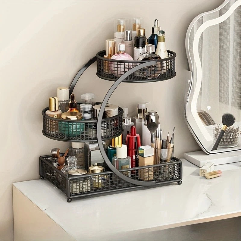 3Tiers Metal Cosmetic Organizers Modern Storage Rack For Skincare Lipsticks Bathroom Countertop Without Tool - Image 5