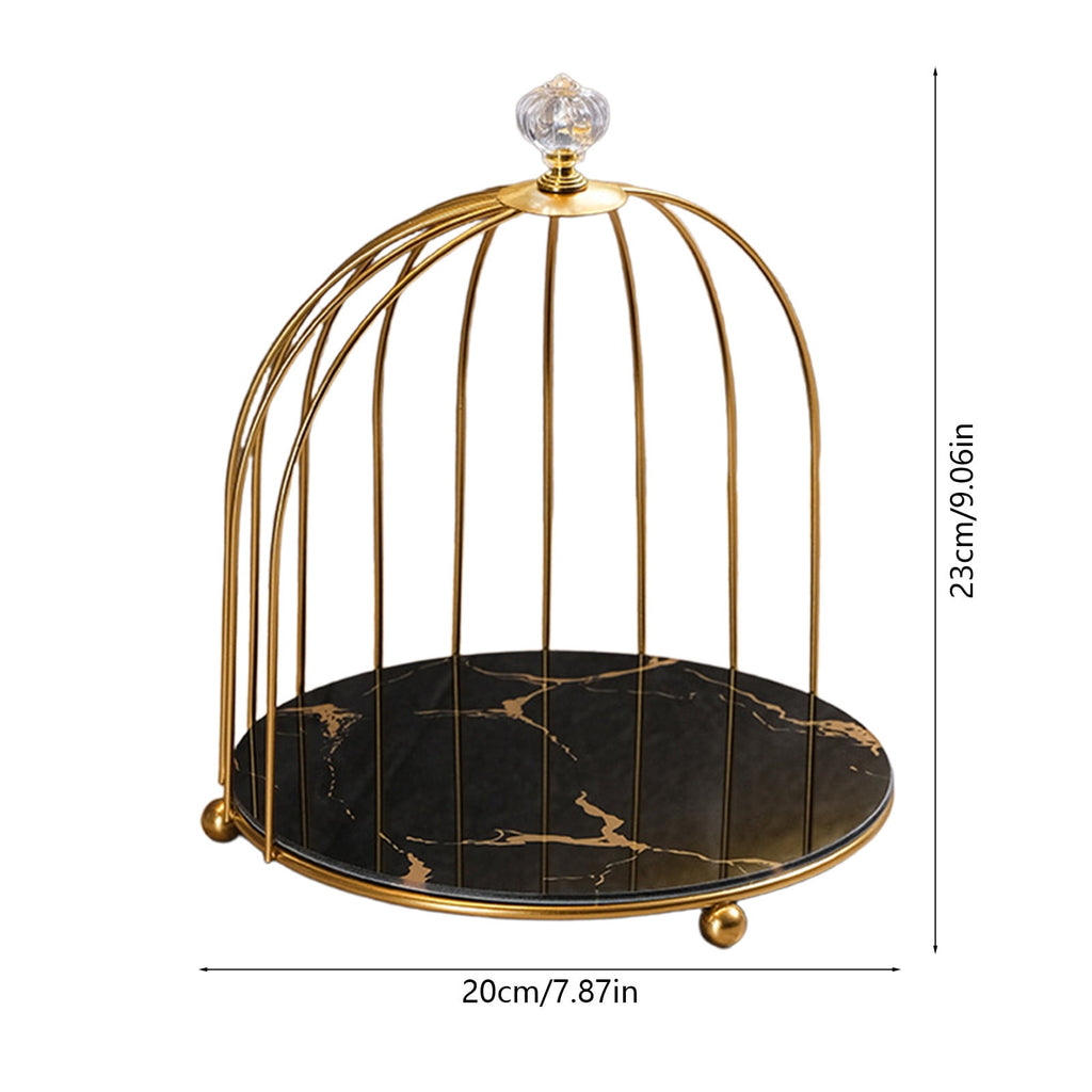 Iron Two Tier Bathroom Cosmetic Organizer for Desktop Lipstick Skincare Rack Cage Inspired Structure with Stones Patt... - Image 2
