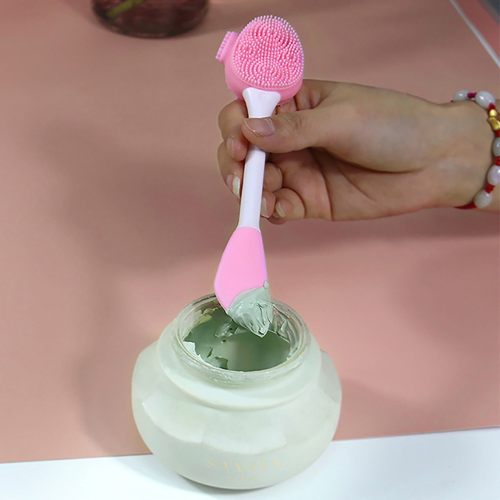 Double Ended Silicone Facial Cleansing Brush and Massage Applicator Tool for Deep Cleaning and Routine - Image 4