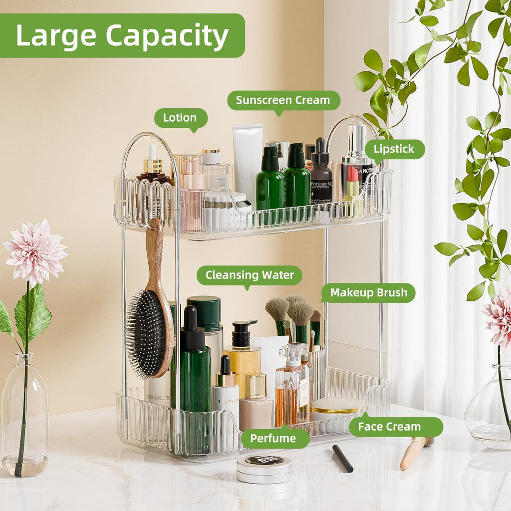 2 Tier Bathroom Counter Organizer，Cosmetic Skincare Organizer，Spice Rack Organizer for Kitchen - Image 4