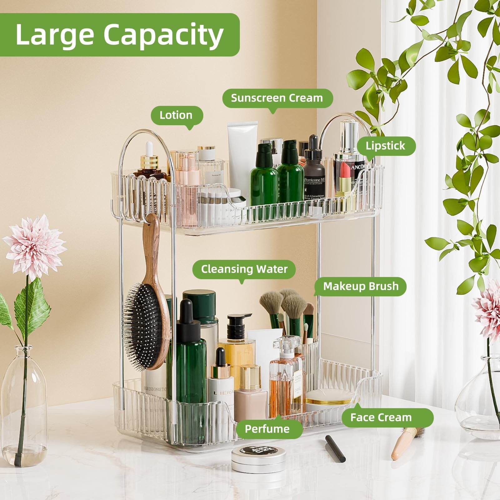 2 Tier Bathroom Counter Organizer，Cosmetic Skincare Organizer，Spice Rack Organizer for Kitchen - Image 4