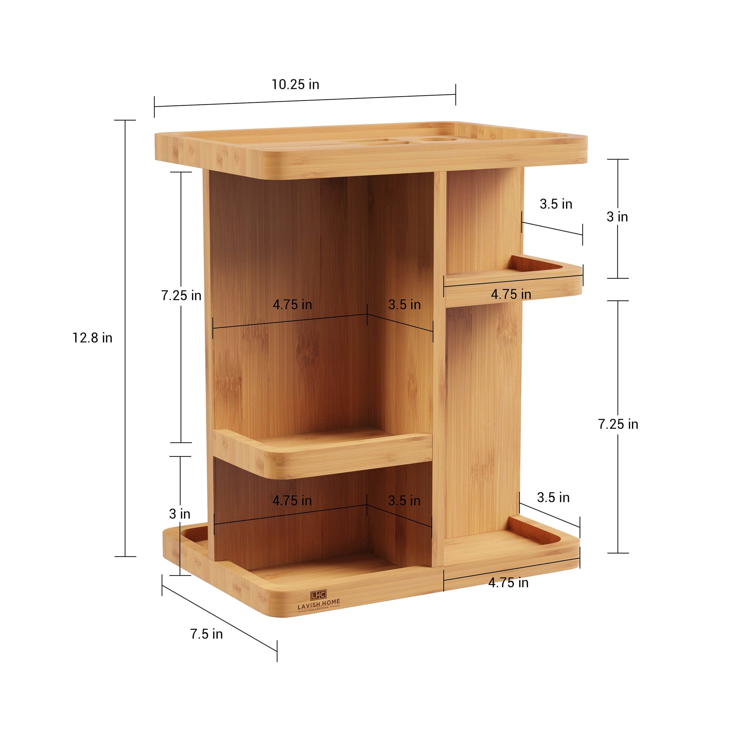 Makeup Organizer - Rotating Eco-Friendly Modern Bamboo Carousel - Image 6