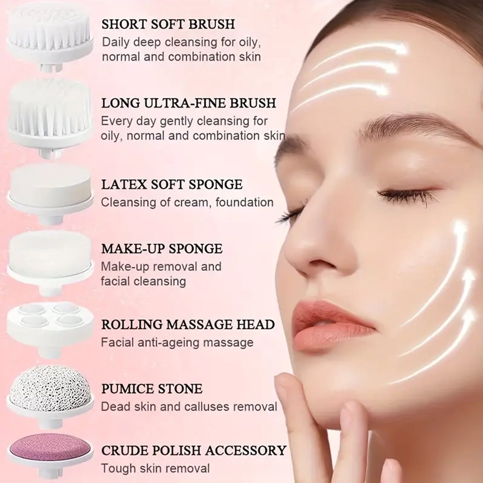 Facial Cleansing Brush,Adjustable 7-In-1 Electric Face Scrubber for Removing Blackheads,Face Brushes for Deep Cleansi... - Image 4