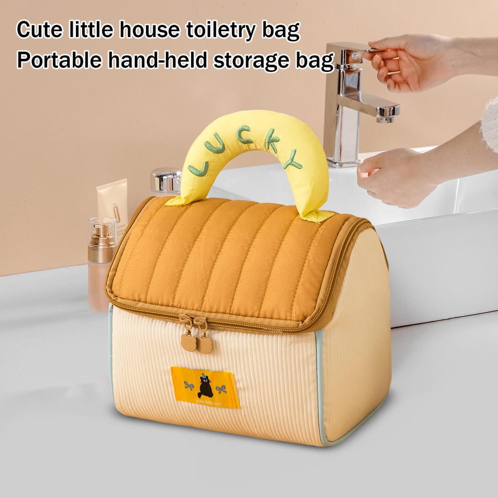 Cute Little House Brown Toiletry & Makeup Organizer - Large Capacity Portable Handheld Multi-Purpose Skincare Storage... - Image 5