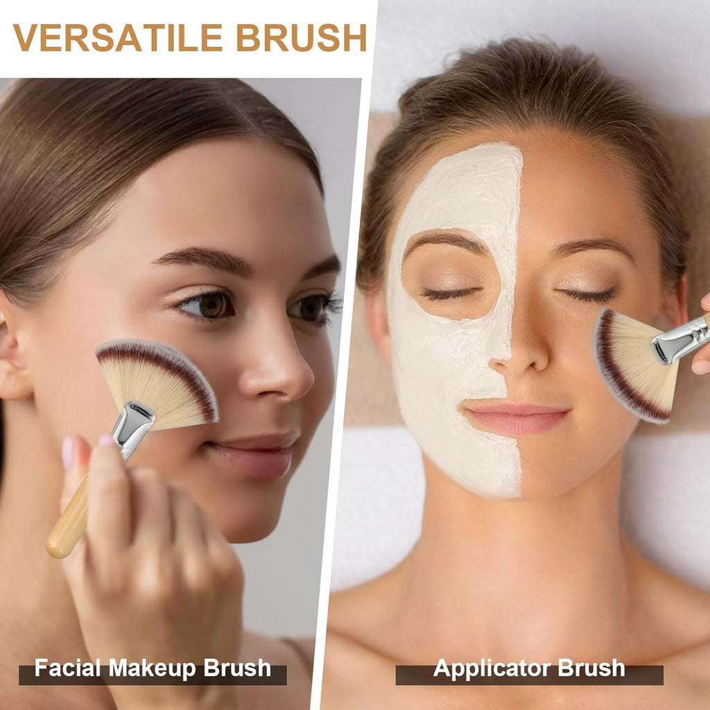 Facial Brushes Esthetician, Fan Brush with Long and Short Handle - Image 4