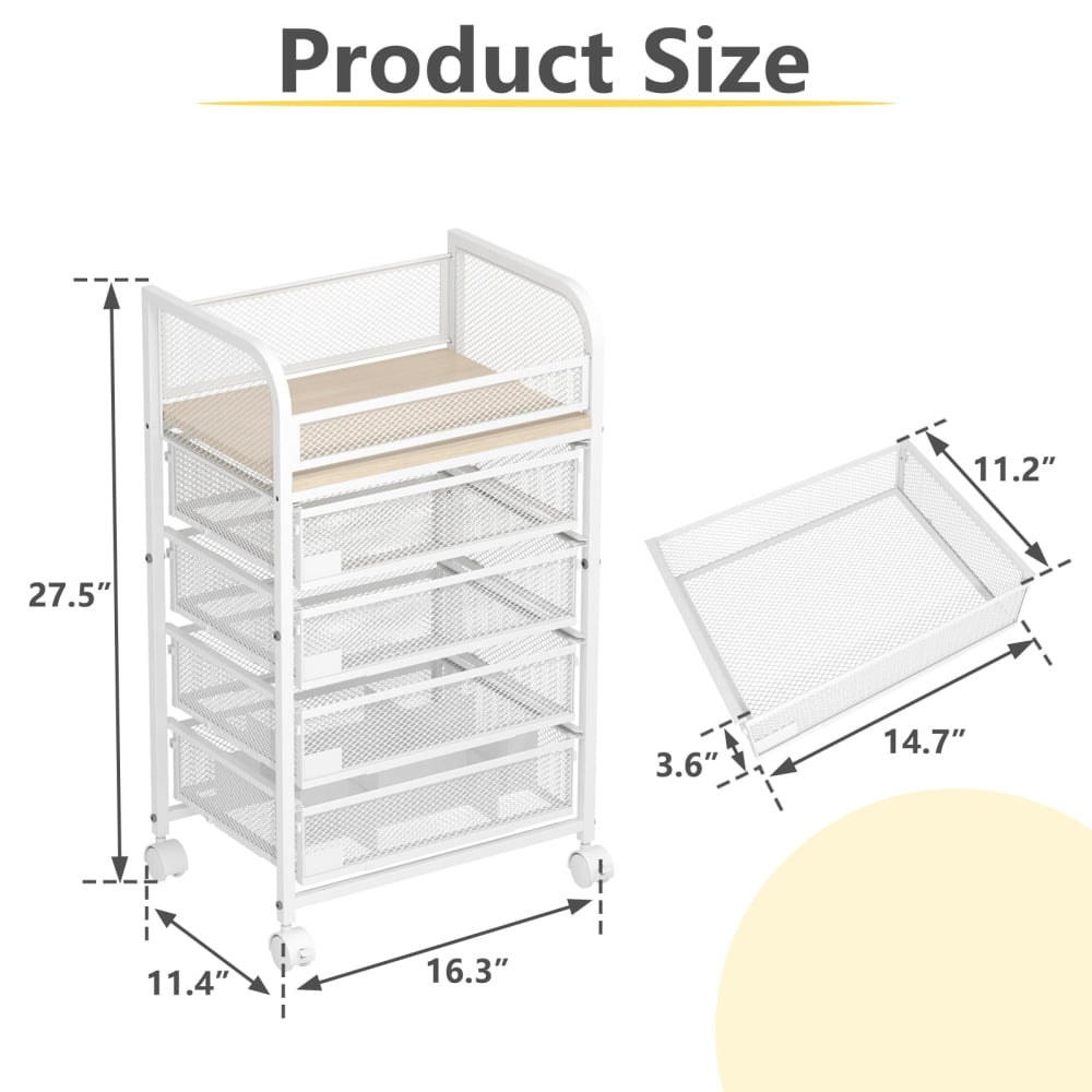 27.5" Rolling Makeup Cart Organizer with 4 Drawers, 5-Tier Floor Skincare Organizers with Divider, Vanity Storage Org... - Image 2