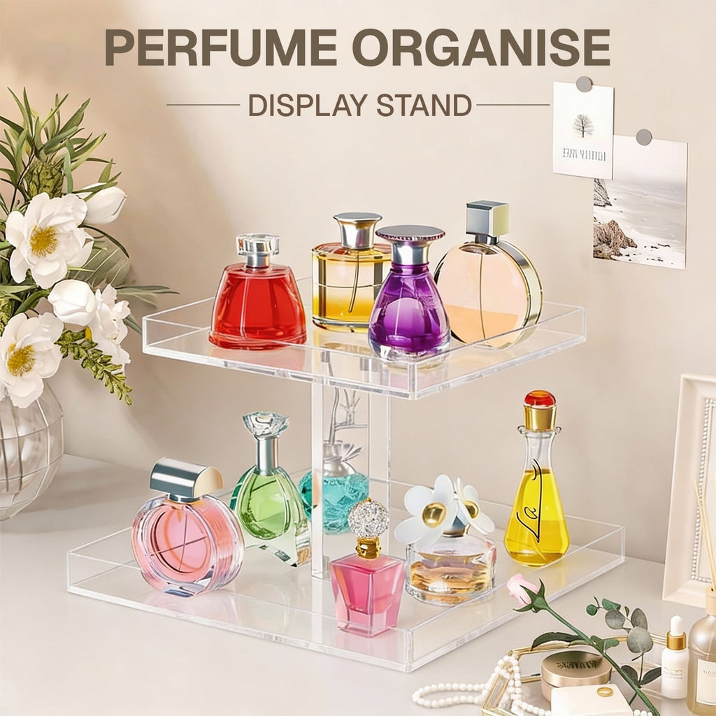 Behome Makeup Organizer, 2-Tier Acrylic Perfume Organizer, Cologne Organizer for Men, Versatile Display Stand Shelf for Fragrance, Skincare, - Image 4