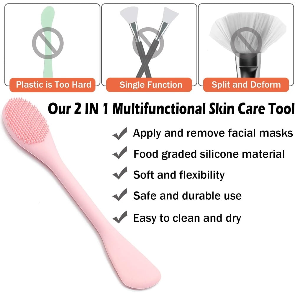 HHX 2-in-1 Silicone Face Mask Brush & Facial Cleansing Brush, Dual-ended Silicone Applicator Tool for Masks, Exfoliating and Skincare, 2 Pac - Image 2
