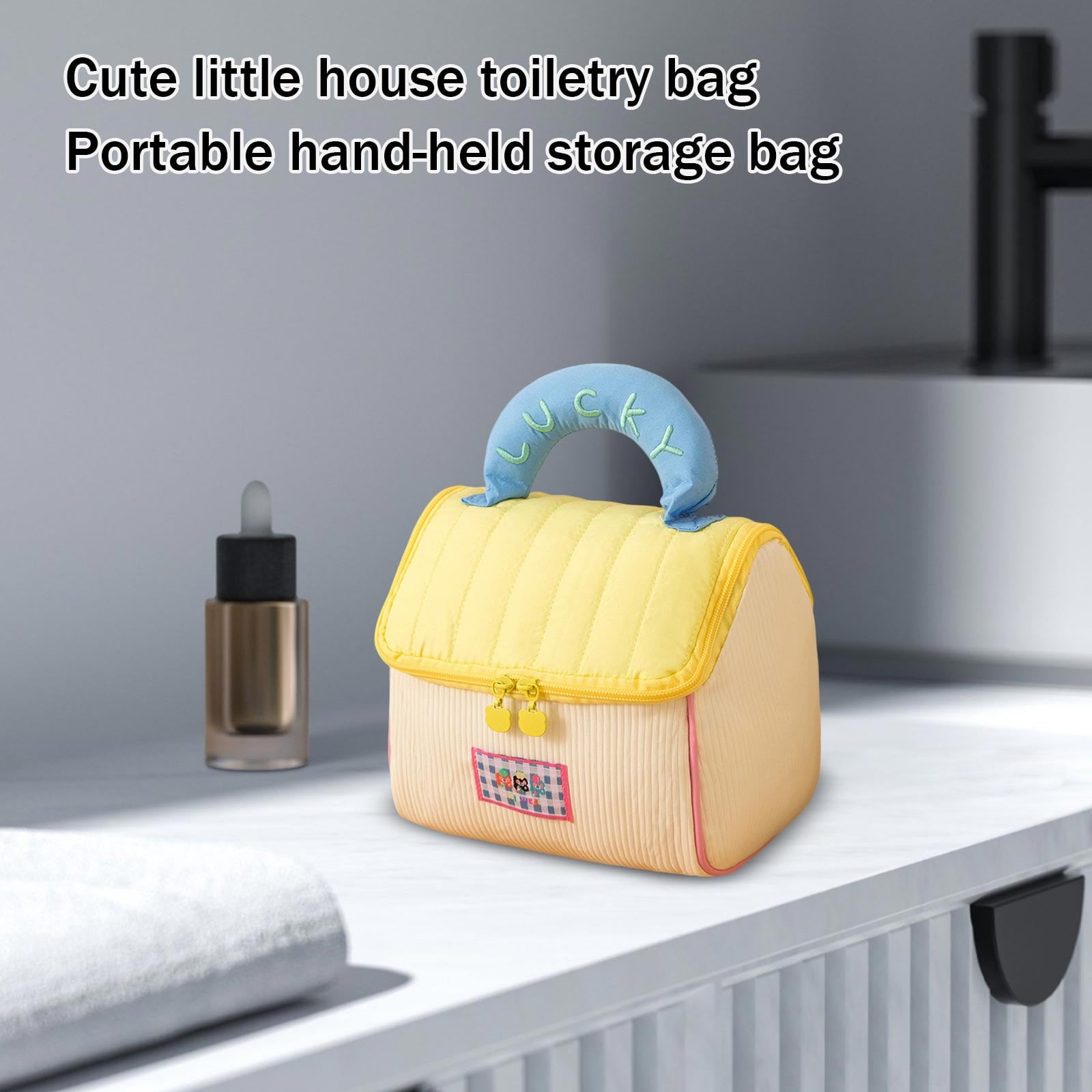 Cute Little House Brown Toiletry & Makeup Organizer - Large Capacity Portable Handheld Multi-Purpose Skincare Storage... - Image 4