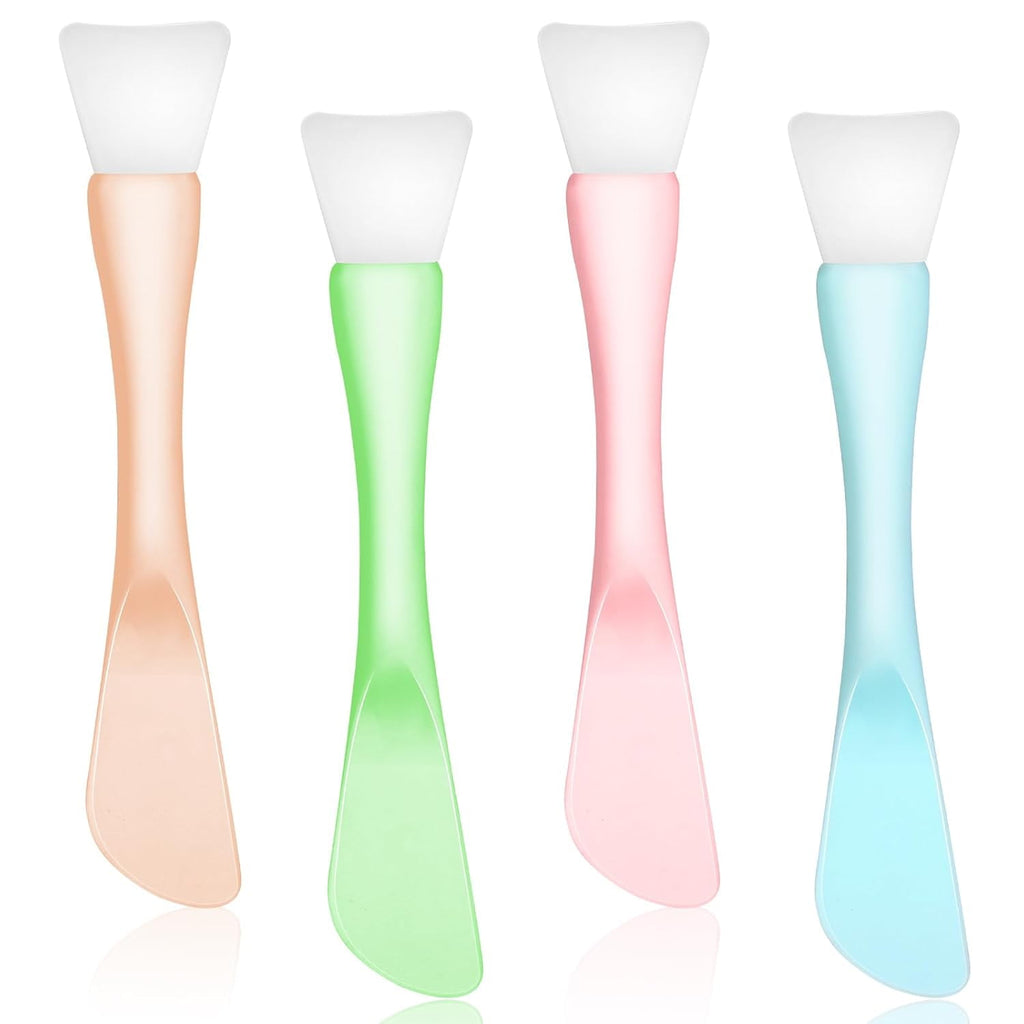 4 Pcs Face Mask Brush, Mask Applicator Tools, Beauty Spatula Soft Silicone Double Head Facial Makeup Brush for Facial Mud, Clay, Apply Cream