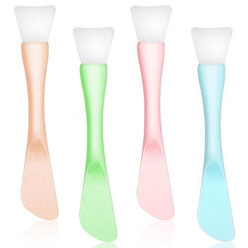 4 Pcs Face Mask Brush, Mask Applicator Tools, Beauty Spatula Soft Silicone Double Head Facial Makeup Brush for Facial Mud, Clay, Apply Cream