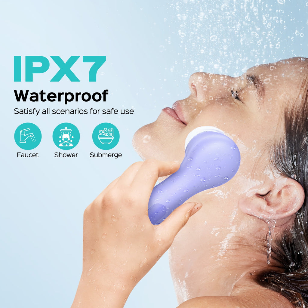 Face Scrubber Facial Cleansing Brush,2 in 1 Spin Vibration Patented Tech,Silicone Electric Exfoliator Scrubber with A... - Image 2