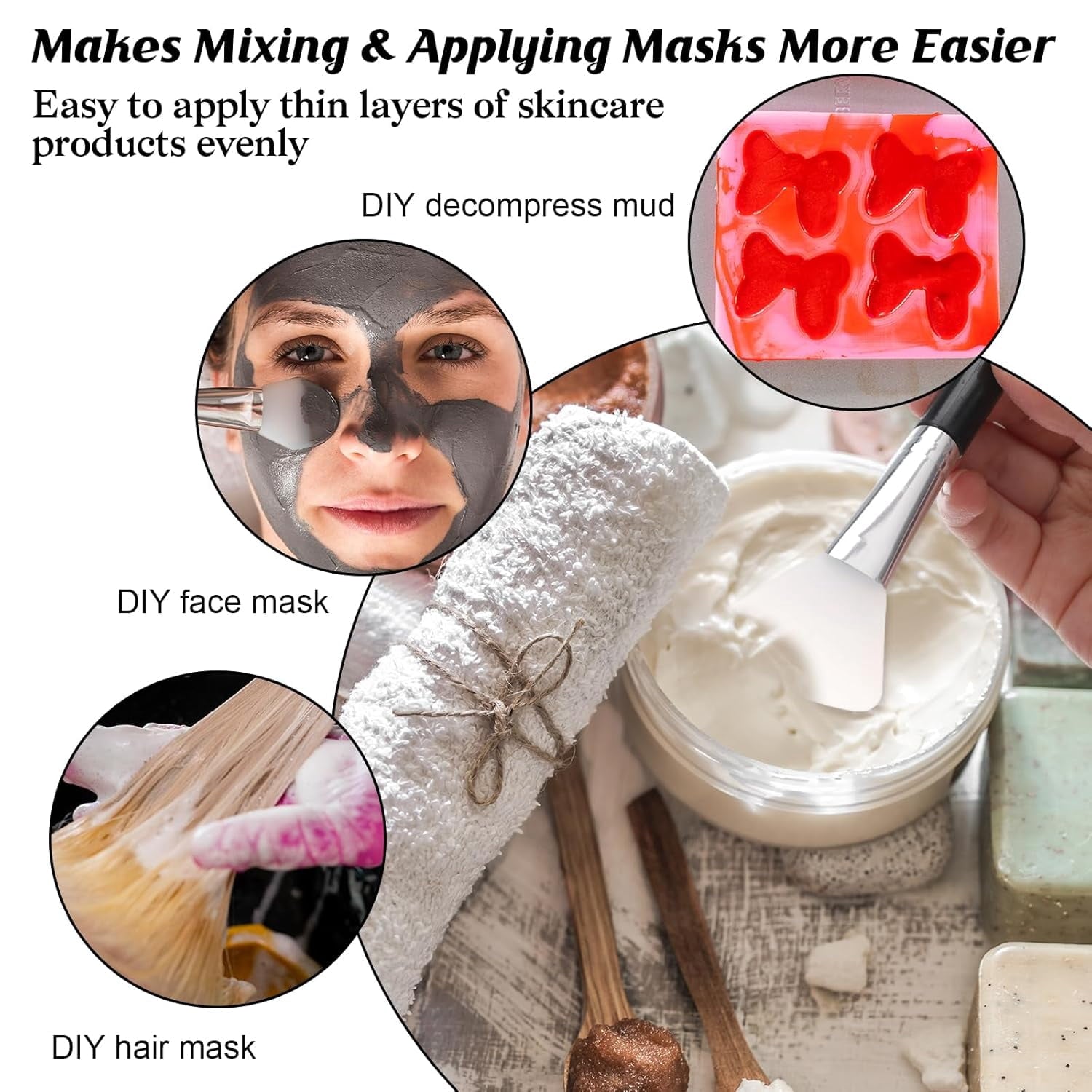 Silicone Face Mask Brushes Applicator, Flexible Silicone Mask Brush Black Beauty Tool Applicator Brush for Mask, Mud,... - Image 5
