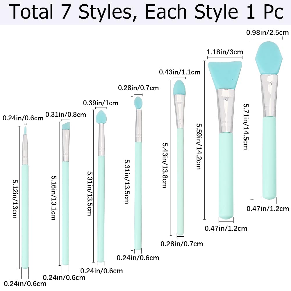 7Pcs 7 Silicone Brush Applicator Kit Green Soft Rubber Flexible Facial Muds Face Applicators Tools Brushes for Body L... - Image 2