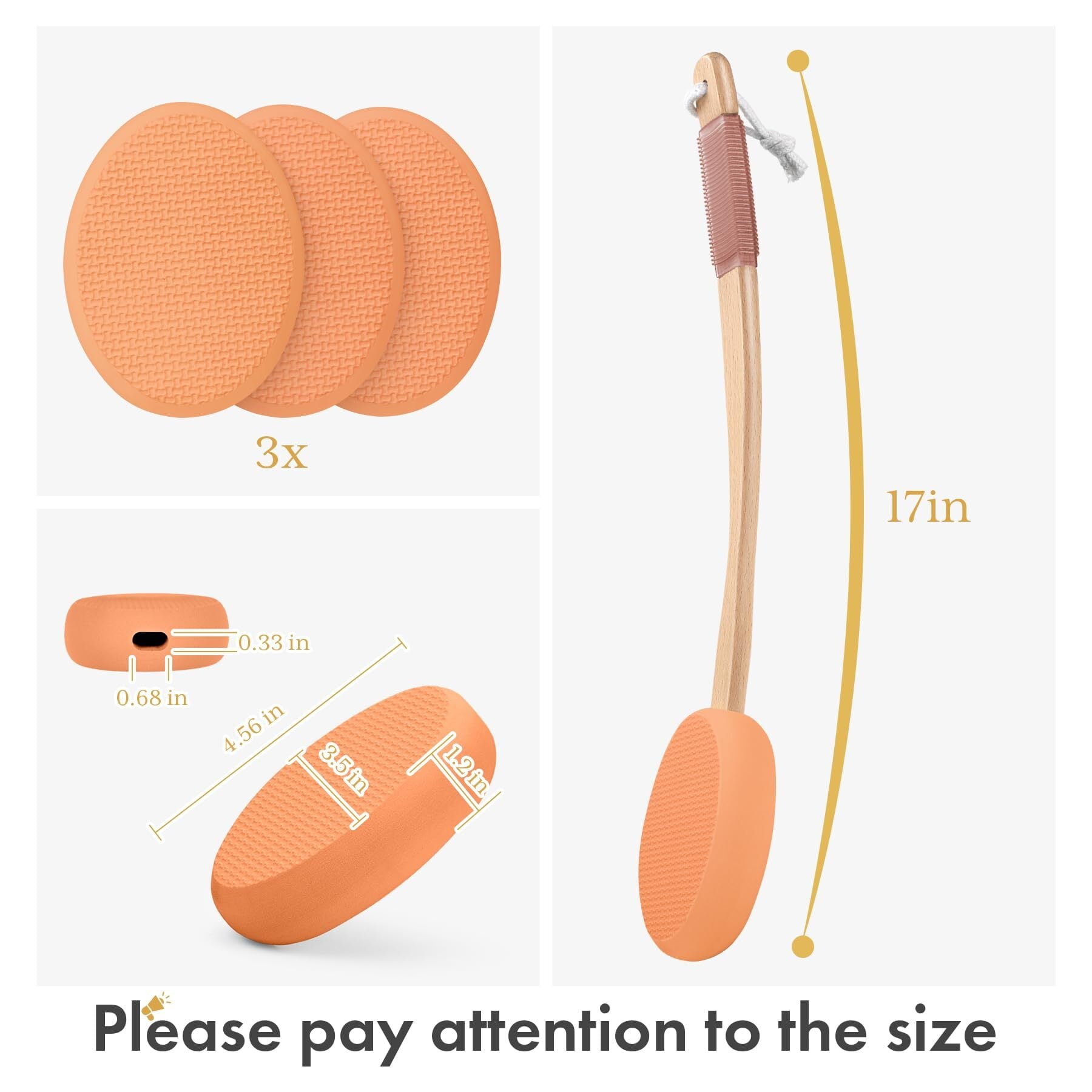 for Back, Feet, 4 Replaceable Pads with Long Handle, Back Sunscreen for Kids, Elderly, Women, Apply Cream Medicine Sk... - Image 2