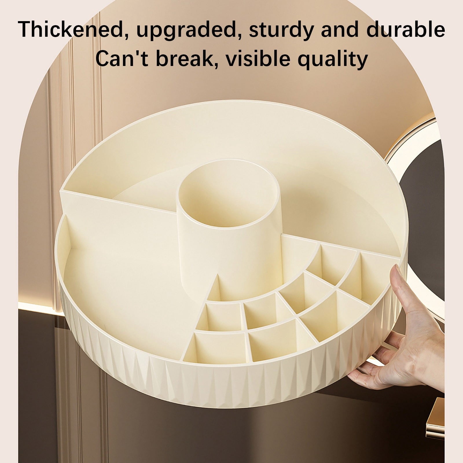 Desktop Rotating Cosmetic Storage Box, Multi-Functional Compartmentalized Makeup Organizer, Spinning Turntable for Ma... - Image 6