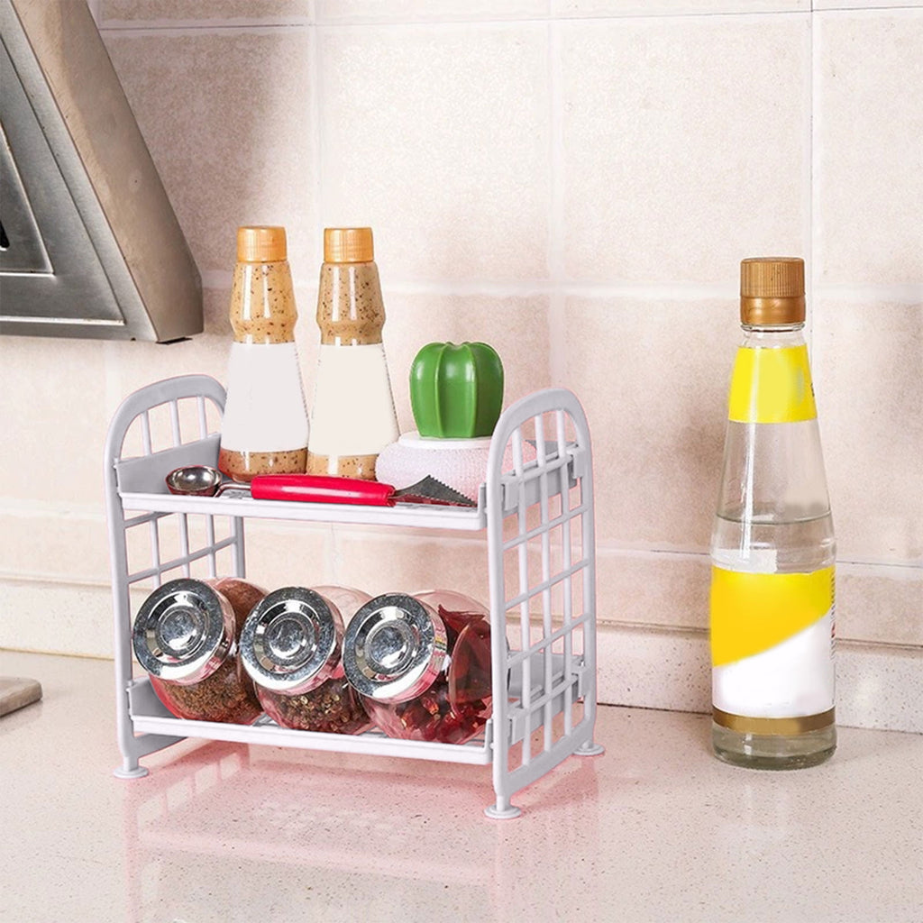 Desktop Storage Rack, Desktop Rack Cosmetic Stationery Storage Holder, 2-Tier Multifunctional Plastic Shelf Makeup Or... - Image 3