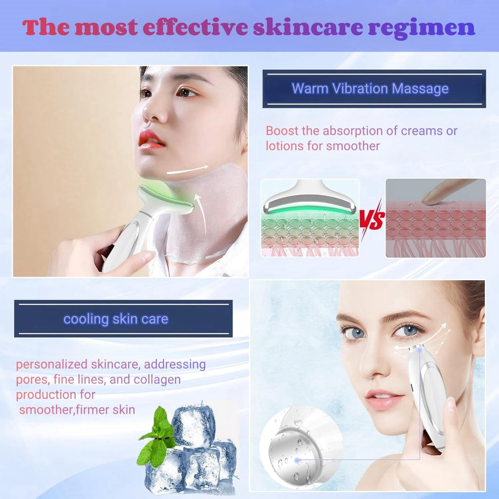 Facial and Neck Beauty Device, Skin Care Face Massager, Multifunctional 6 in 1 Light Therapy Face Sculpting Tool with Vibration, Thermal, Co - Image 4
