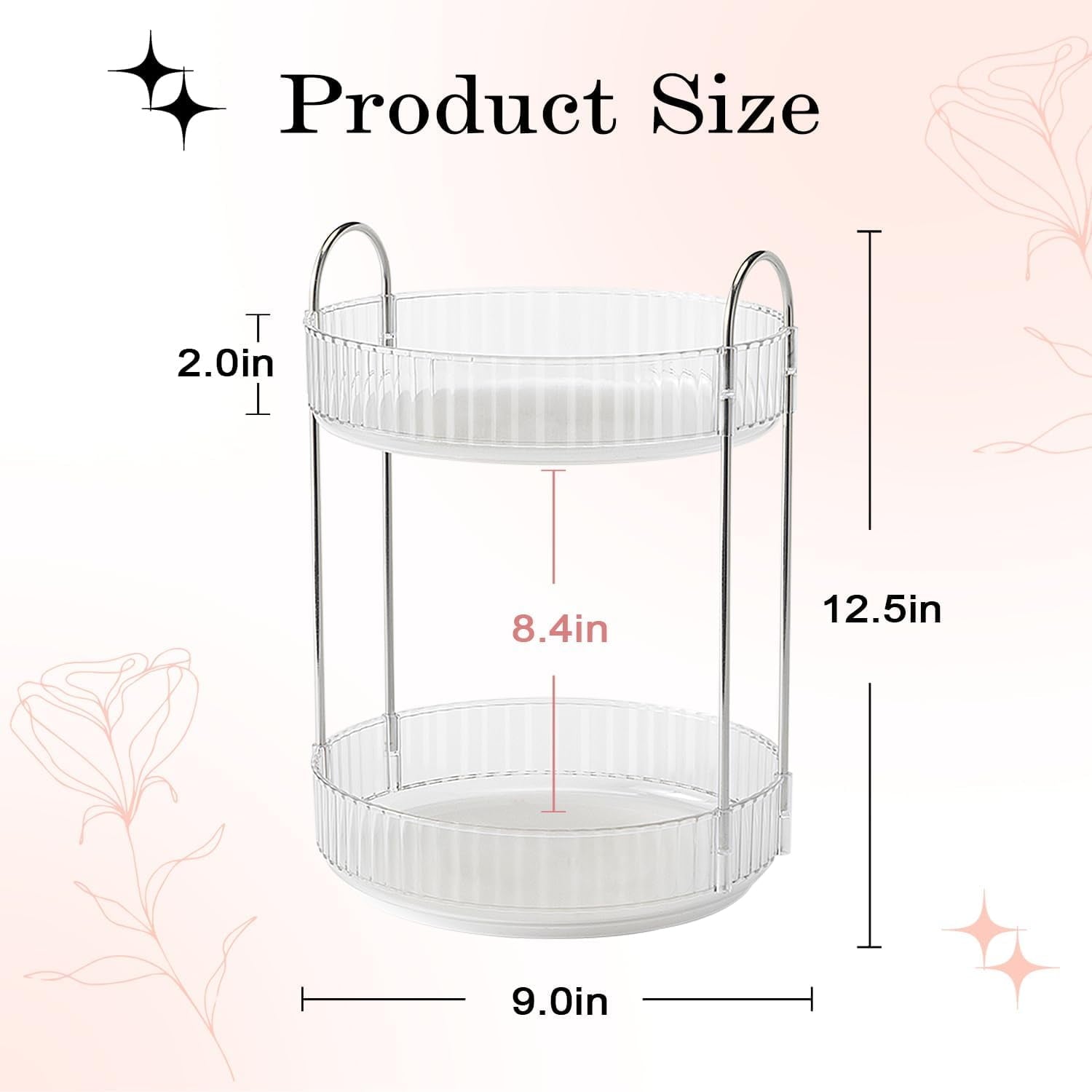 Rotating Makeup Organizer, 360 Spinning Makeup Storage Holder Rack, Dresser Bathroom Organizer Countertop, Large Capa... - Image 3