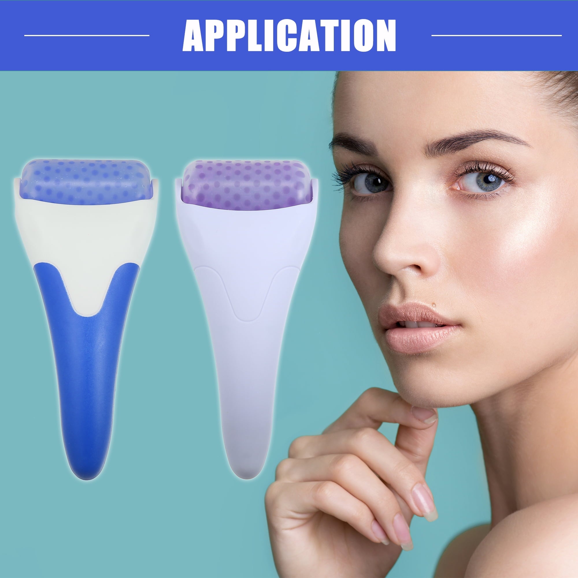 Vocoste 2 Pcs Ice Face Roller Massager Facial Roller Skin Care Tools Purple and Blue - Image 2