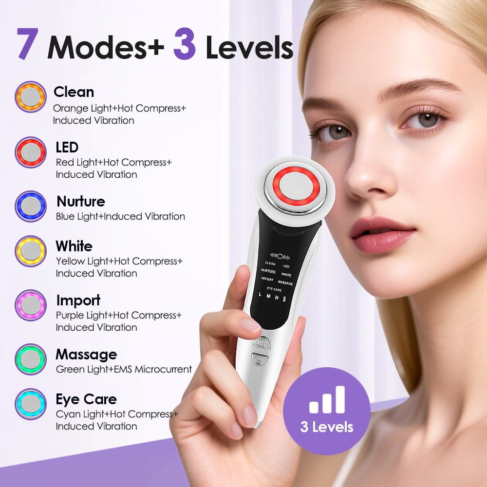 Led Light Beauty Device, Facial Massager Beauty Tool, Electric Face Lifting Skin Tool with 7 Colors Modes, 15min Auto... - Image 2
