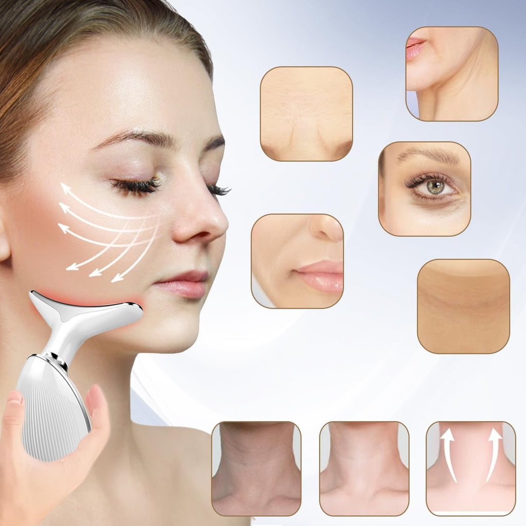 Neck Face Massager, Face Sculpting Tool, 3 Modes and Vibration Facial Massager, Portable Light Therapy for Skin Care,... - Image 5