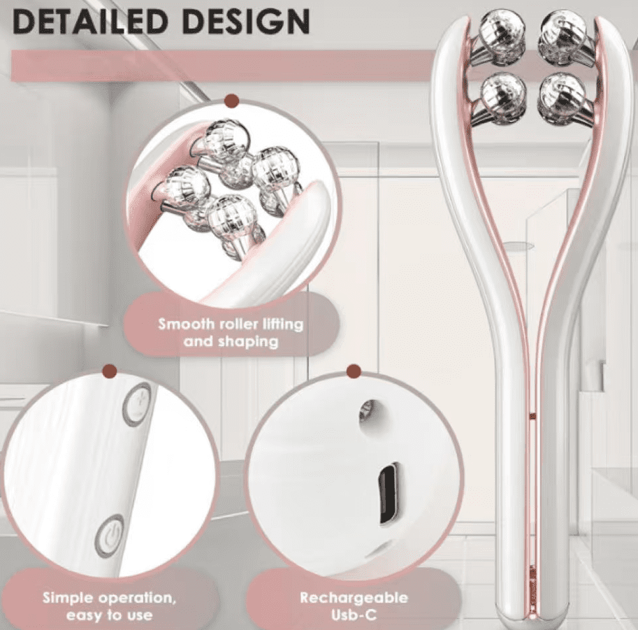 Micro current facial massager with 3D roller, 3 intensity levels, USB-C rechargeable, facial and neck lifting and ton... - Image 6