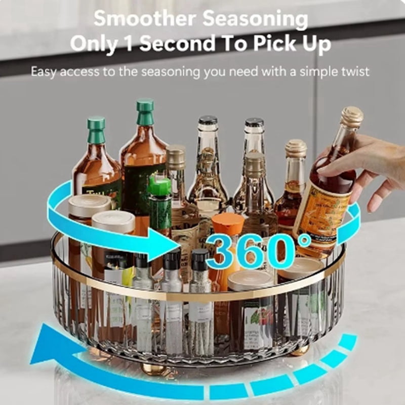 360 Rotating Cosmetic Organizer Light Luxury Perfume Skincare Organizer Transparent Makeup Storage Tray - Image 2