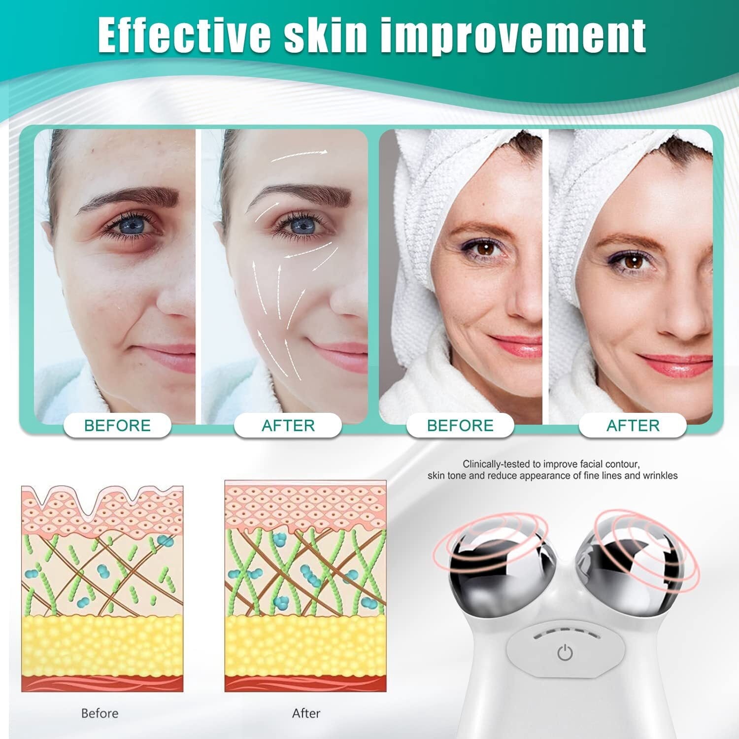 Face Device Roller, USB Mini microcurrent face Lift Skin Tightening Rejuvenation Spa for Facial Wrinkle Remover Toning Best Gift - Image 6