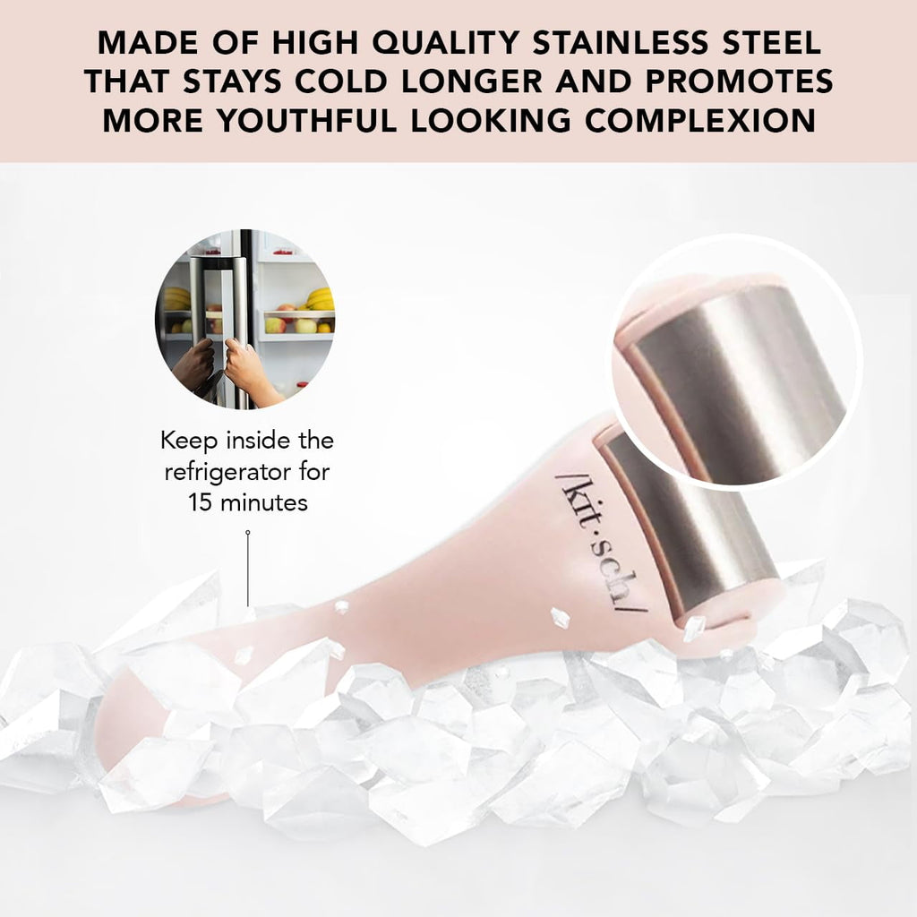 Stainless Steel Facial Ice Roller, Self Care Essentials, Face Roller for Home Use (Pink) - Image 5