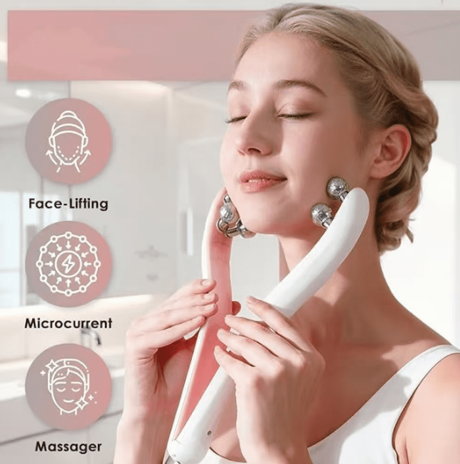 Micro current facial massager with 3D roller, 3 intensity levels, USB-C rechargeable, facial and neck lifting and ton... - Image 5