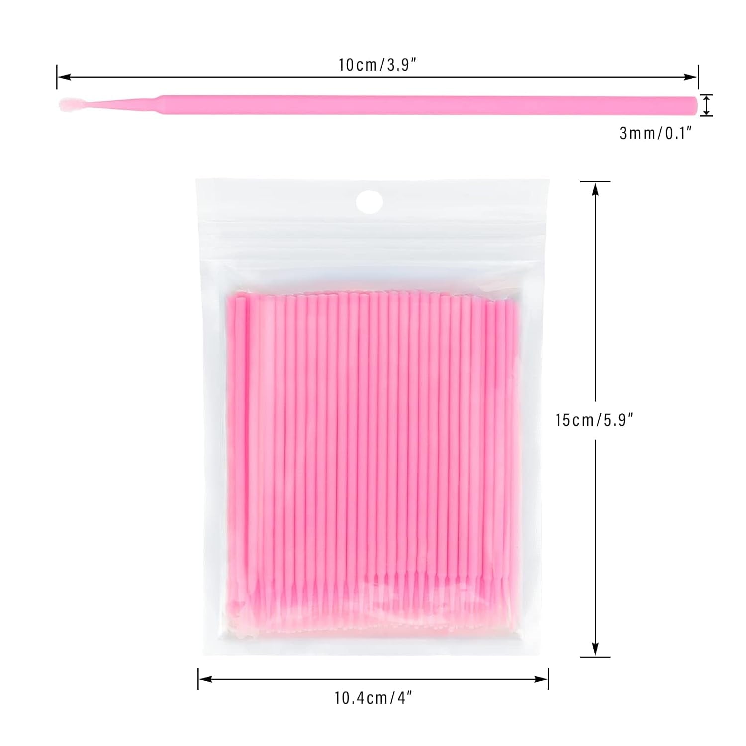 100pcs Cotton for Makeup, Pink Disposable Applicators Brush for Nails, Eyeliner and Lash Tech Supplies - Image 2