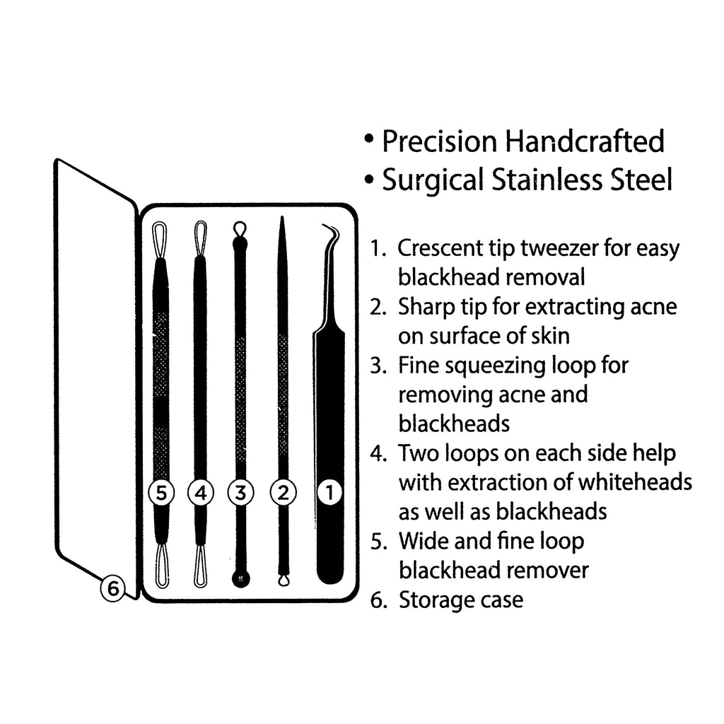 Metal Acne-Removal Blemish Tool Set, 5 Pieces - Image 3