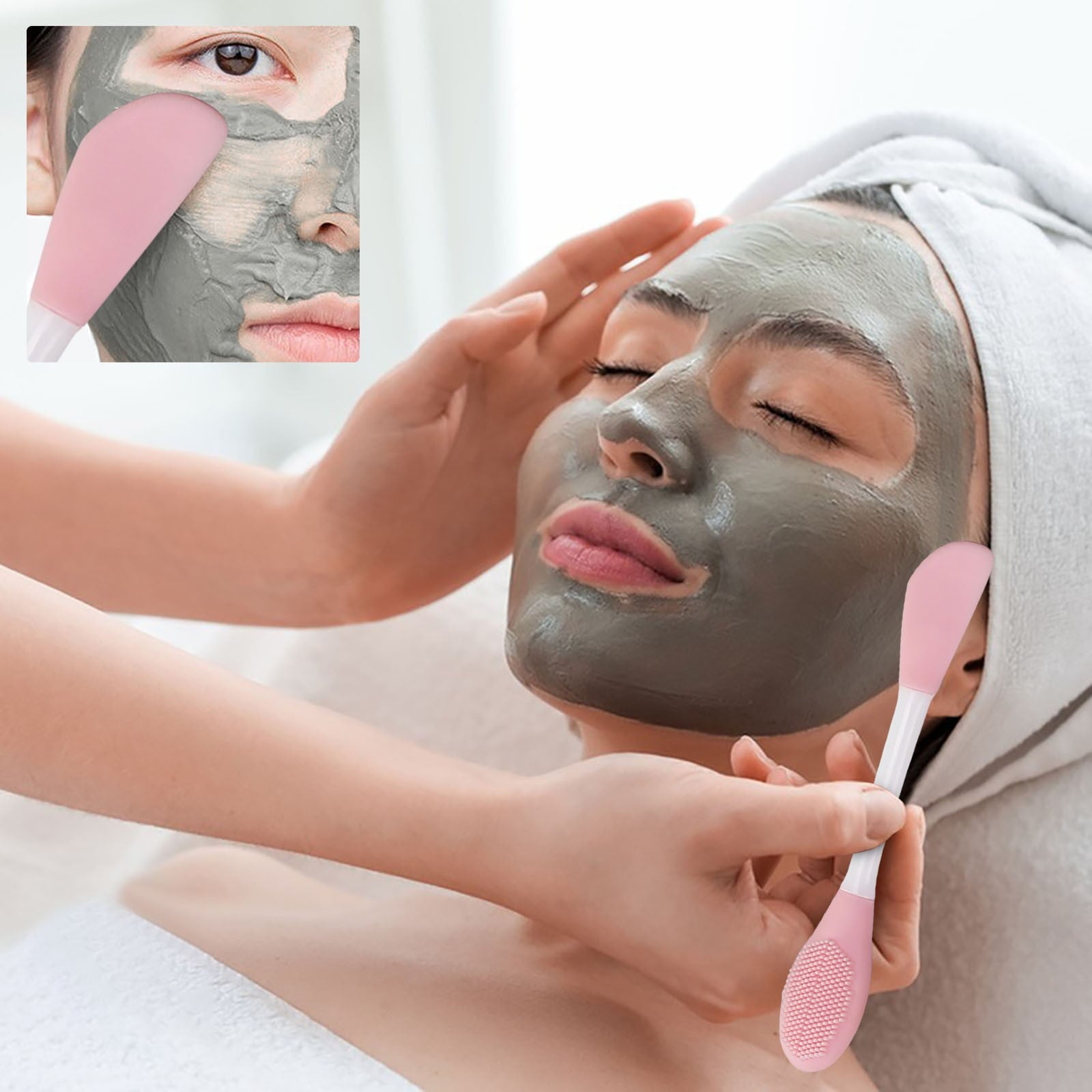 Facial Mask Brush Silicone, Dual Head Applicator and Mixer for Face Masks, Makeup Brush, Skincare Tool for Clay, Crea... - Image 4