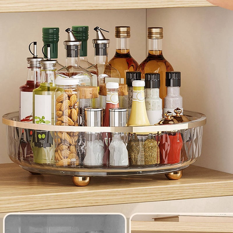 360 Rotating Cosmetic Organizer Light Luxury Perfume Skincare Organizer Transparent Makeup Storage Tray - Image 3