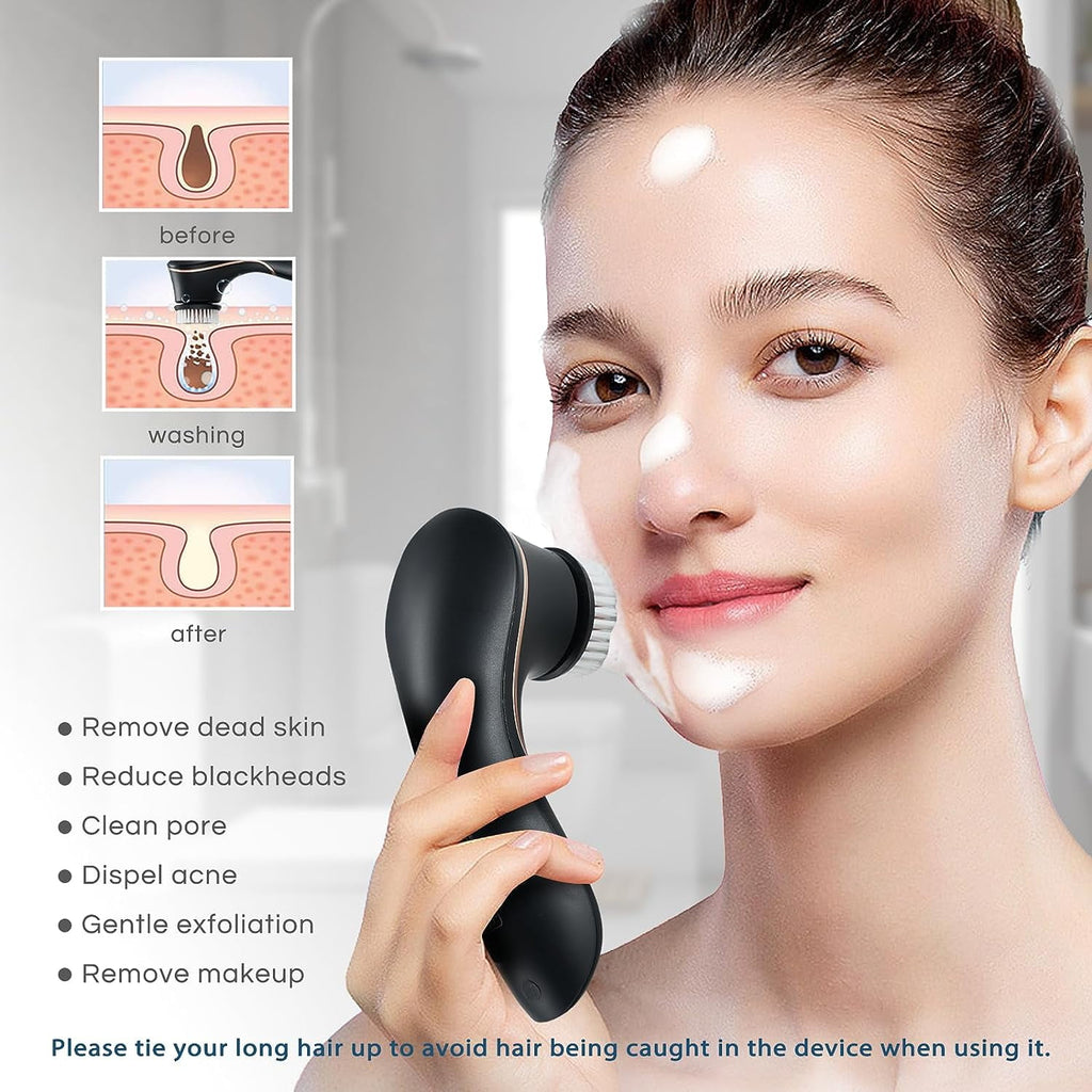 Facial Cleansing Brush, Electric Face Scrubber Rechargeable Exfoliator IPX-7 Waterproof Rotating Cleanser for Exfolia... - Image 2