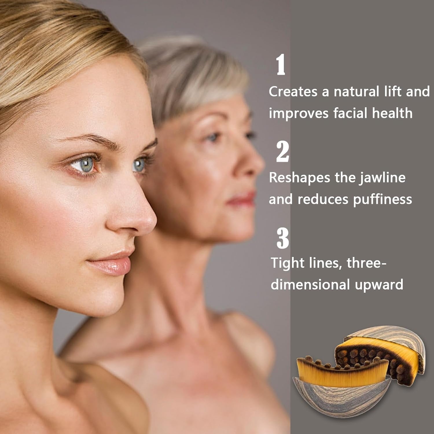 Lymphatic Face Brush, Contour Brushes, Lymphatic Drainage Facial Massage Tool for Jawline Neck Contouring, Natural Wo... - Image 5