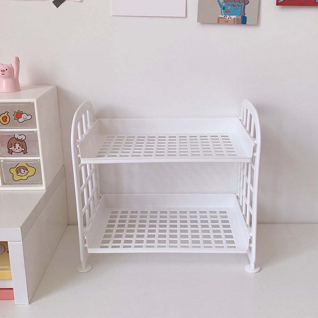 Desktop Storage Rack, Desktop Rack Cosmetic Stationery Storage Holder, 2-Tier Multifunctional Plastic Shelf Makeup Or... - Image 5