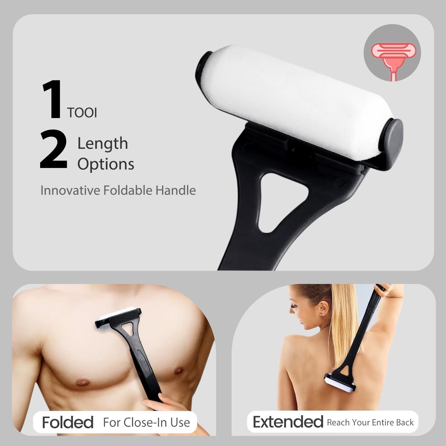 Lotion Applicator with Extendable Handle for Sunscreen & Self Tanner. Easy-Grip, Foldable & Portable for Hard-to-Reac... - Image 3