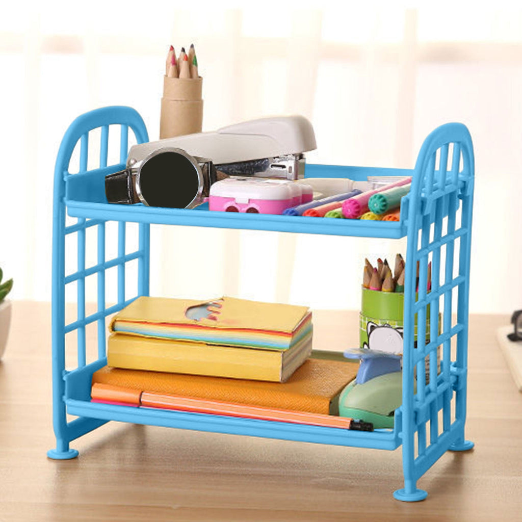 Euaioeiu Desktop Rack Cosmetic Stationery Storage Holder,2-Tier Multifunctional Plastic Shelf Makeup Organizer for Skincare Office Kitchen B - Image 6