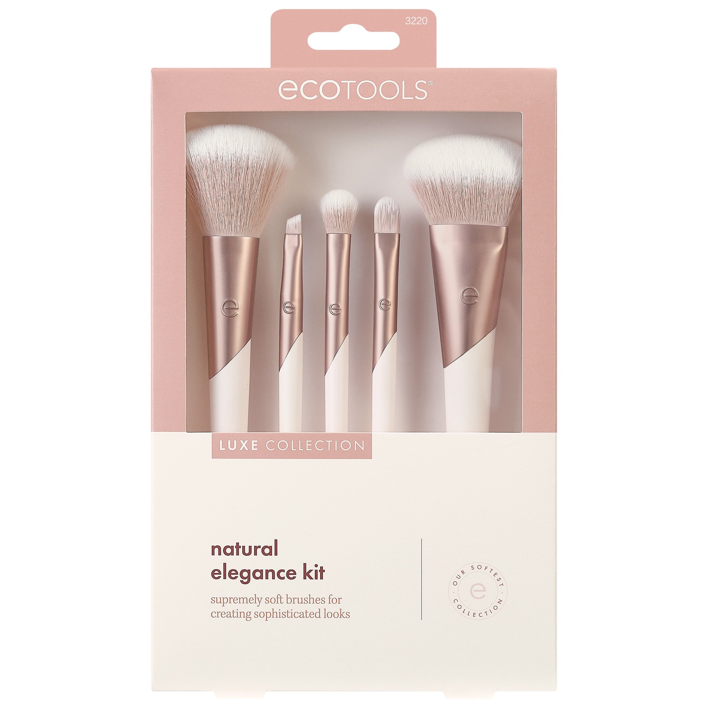 EcoTools Luxe Natural Makeup Brush Set, for Face, Cheek, and Eye Makeup, 5 Piece Set - Image 2