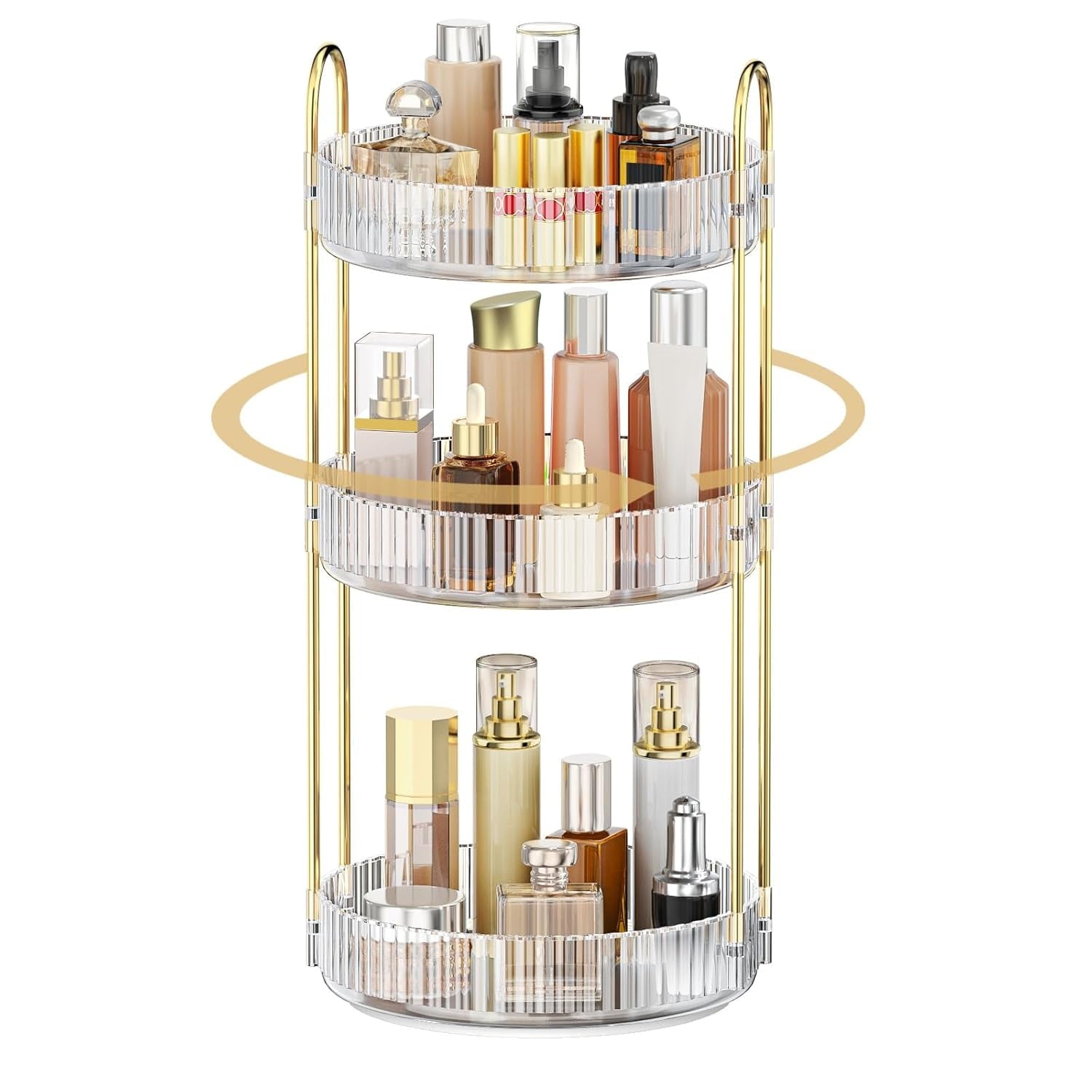 360 Rotating Makeup Organizer for Vanity, 2 Tier Adjustable Perfume Organizer for Dresser, Multi-Function Spinning Co... - Image 6