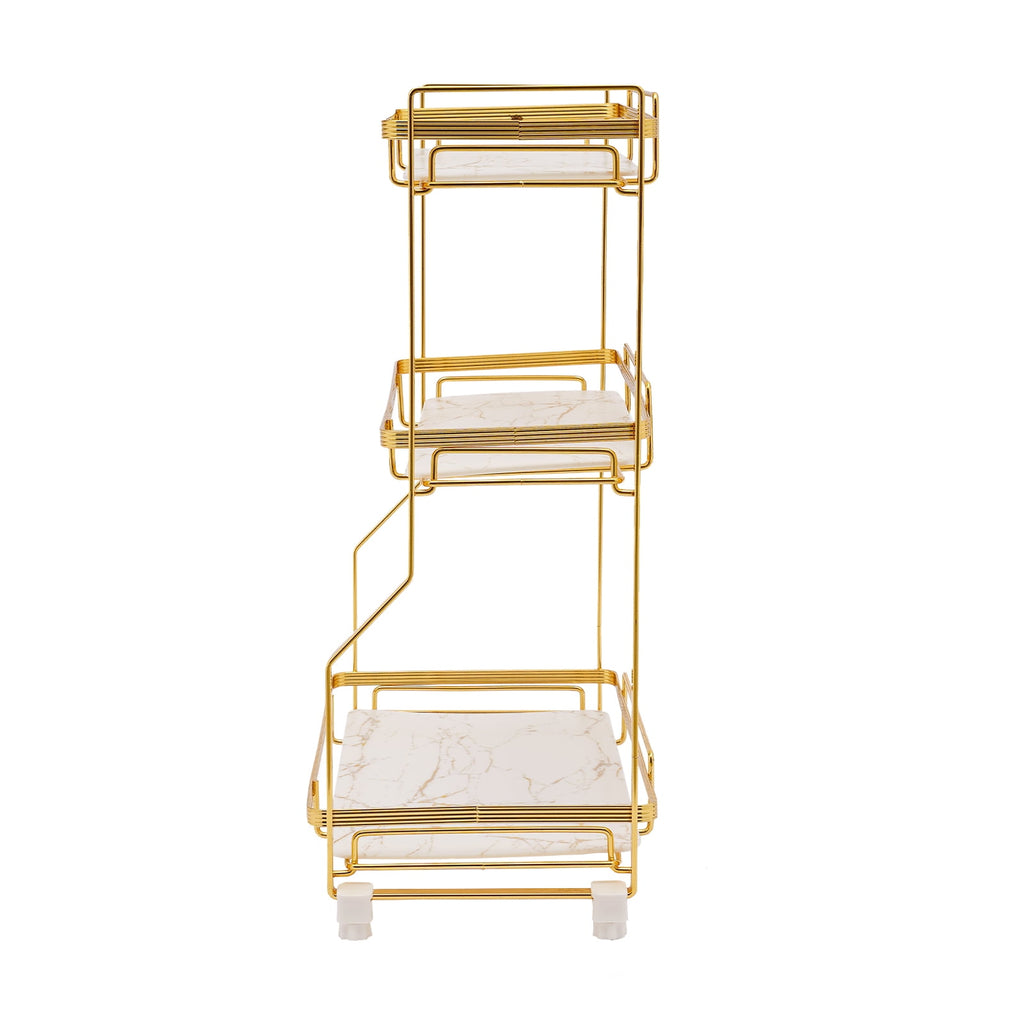 Bathroom Countertop Organizer, Gold Bathroom Vanity Counter Organizer with Small Storage Basket for Skincare Makeup P... - Image 4