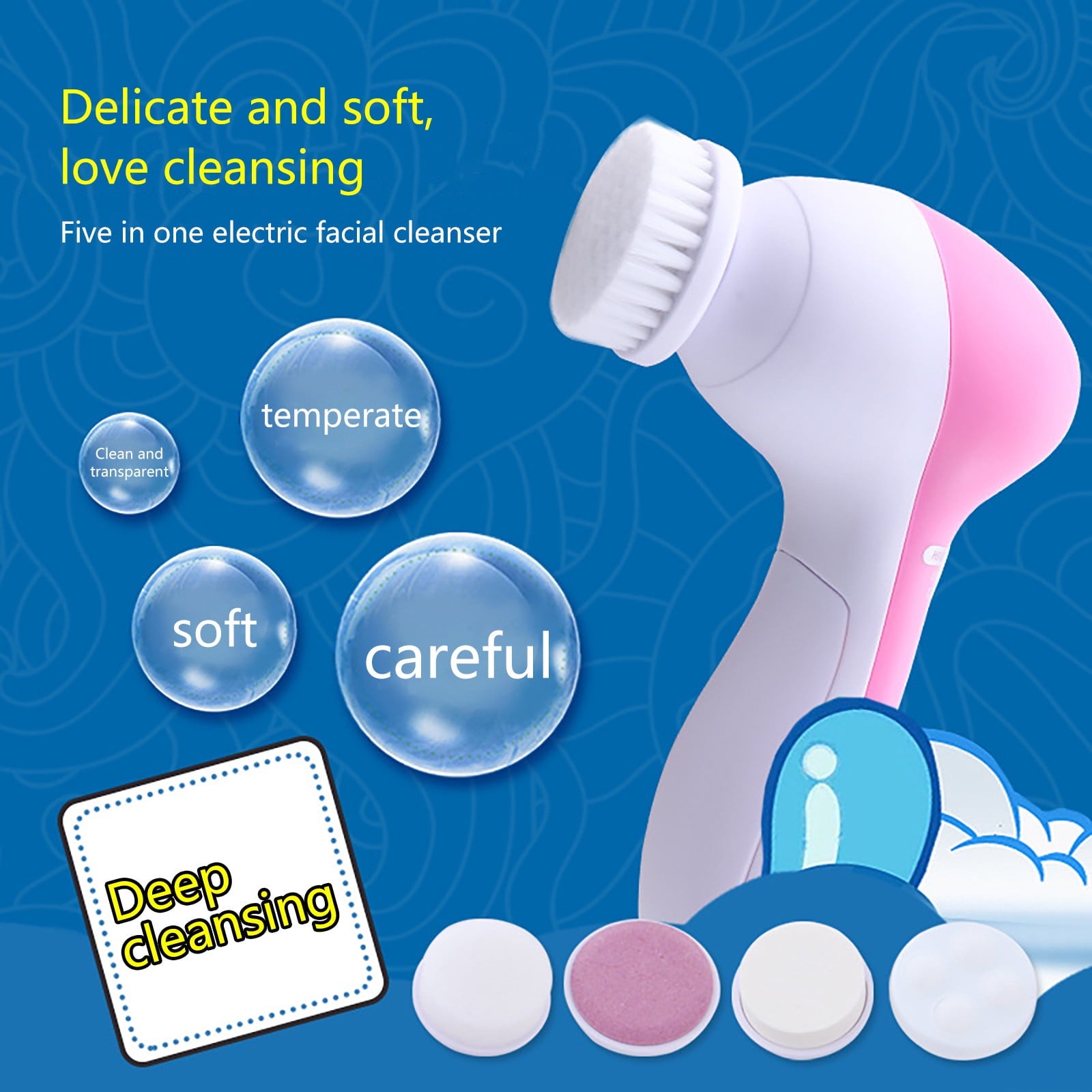 Electric Chargeable Face Cleansing Brush Tools Deep Facial Clean Instrument Skin Massage Firming Rechargeable Facial Cleansing Spin Brush Wa - Image 5